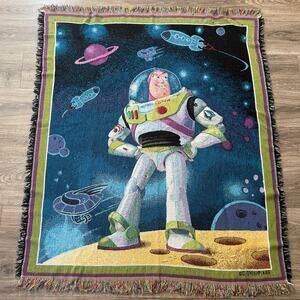 VTG Toy Story Buzz Lightyear Tapestry Blanket Throw Disney Pixar 45X55 in